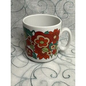 Vintage 1970s Bavaria West Germany Floral Coffee Mug Cup Retro Mod Flower Power
